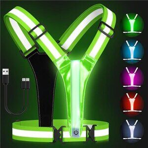 LED Reflective Vest Running Gear 5 Lights Colors High Visibility Reflective